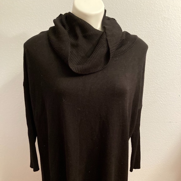 LAST CHANCE! Boston Proper Black Cowl Neck Fringe Sweater - Picture 1 of 7
